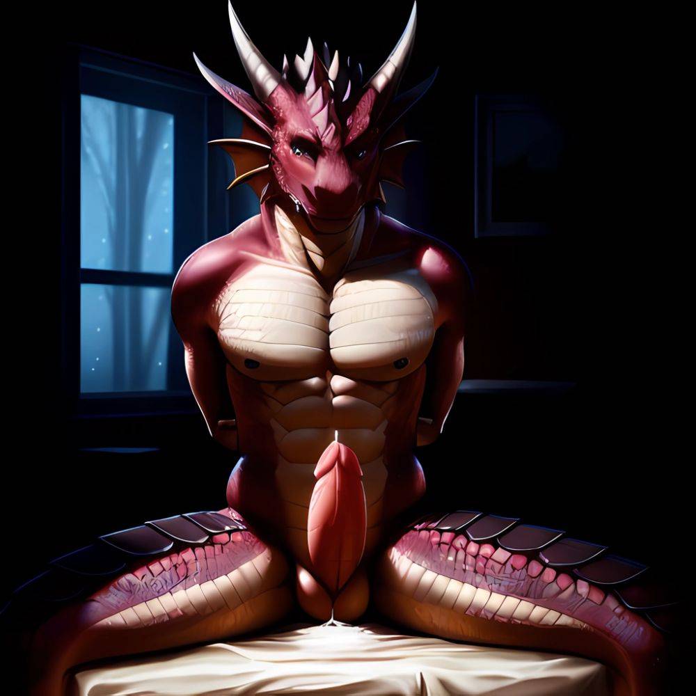 Anthro Dragon Male Solo Abs Cum Dripping Muscular Dragon Penis Genital Slit Furry Sitting Realistic Scales Detailed Scales Textu, 1276210229 - AI Hentai - #main