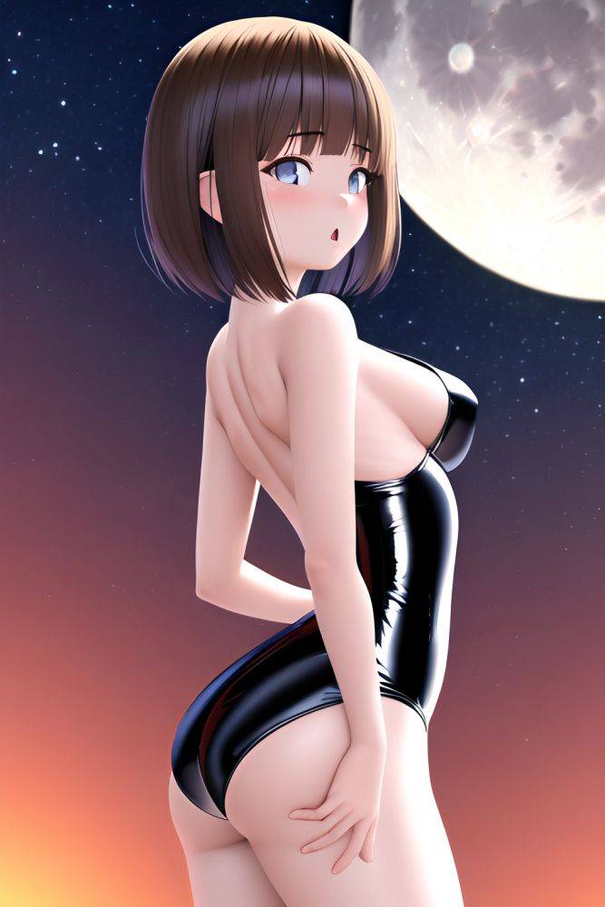 Anime Busty Small Tits 18 Age Shocked Face Brunette Bobcut Hair Style Light Skin 3d Moon Back View Jumping Latex - AI Hentai - #main