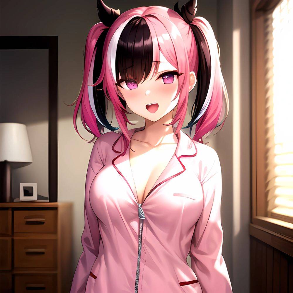 Han Juri 1girl Blush Breasts Breasts Apart Collarbone Hair Over One Eye Large Breasts Long Sleeves Multicolored Hair Navel Nippl, 3886280846 - AI Hentai - #main