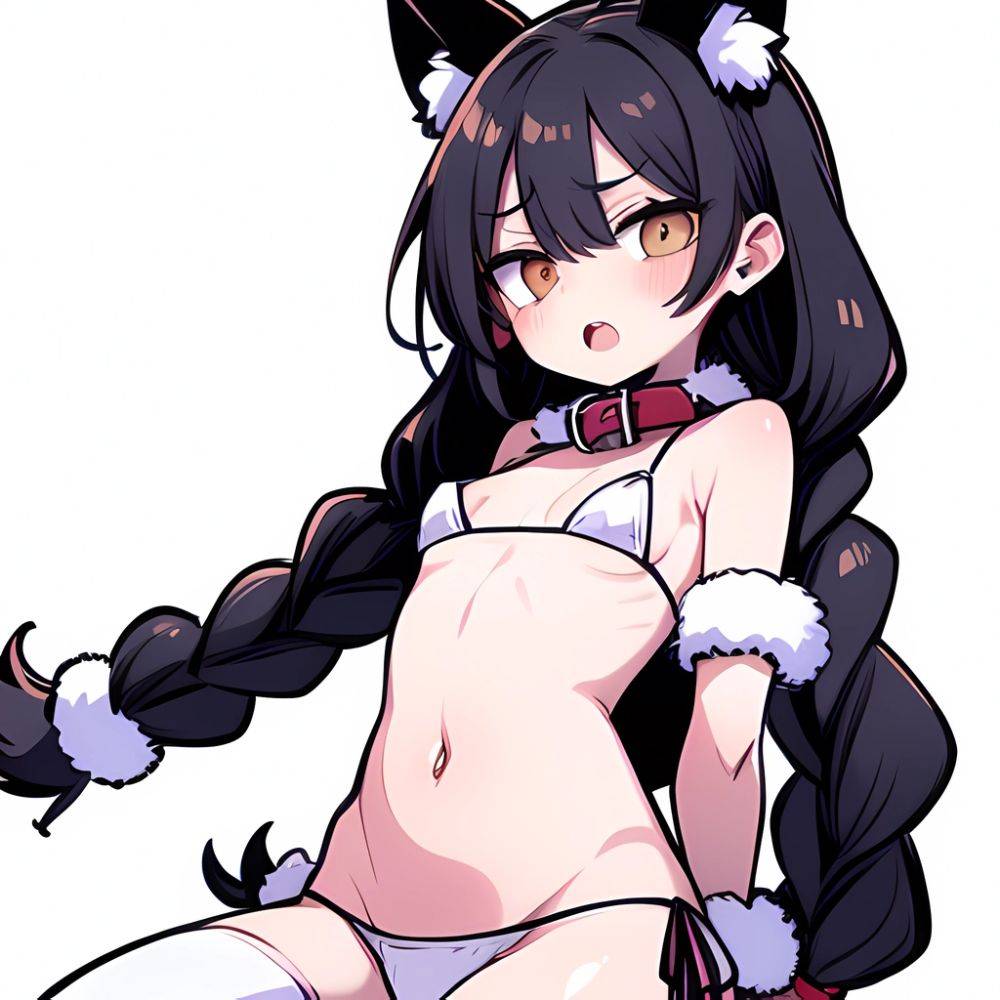 Minegumo Kancolle 1girl Animal Ears Bikini Braid Brown Eyes Cloud Hair Ornament Fake Animal Ears Fur Collar Fur Cuffs Light, 3710374297 - AI Hentai - #main