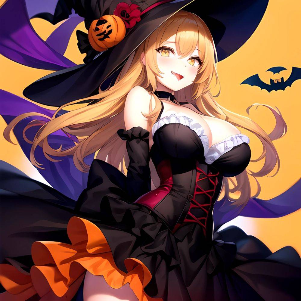 Shokuhou Misaki 1girl P Arched Back Black Corset Black Headwear Blonde Hair Breasts Choker Corset Dress Food Frilled Choker Fril, 3719973146 - AI Hentai - #main