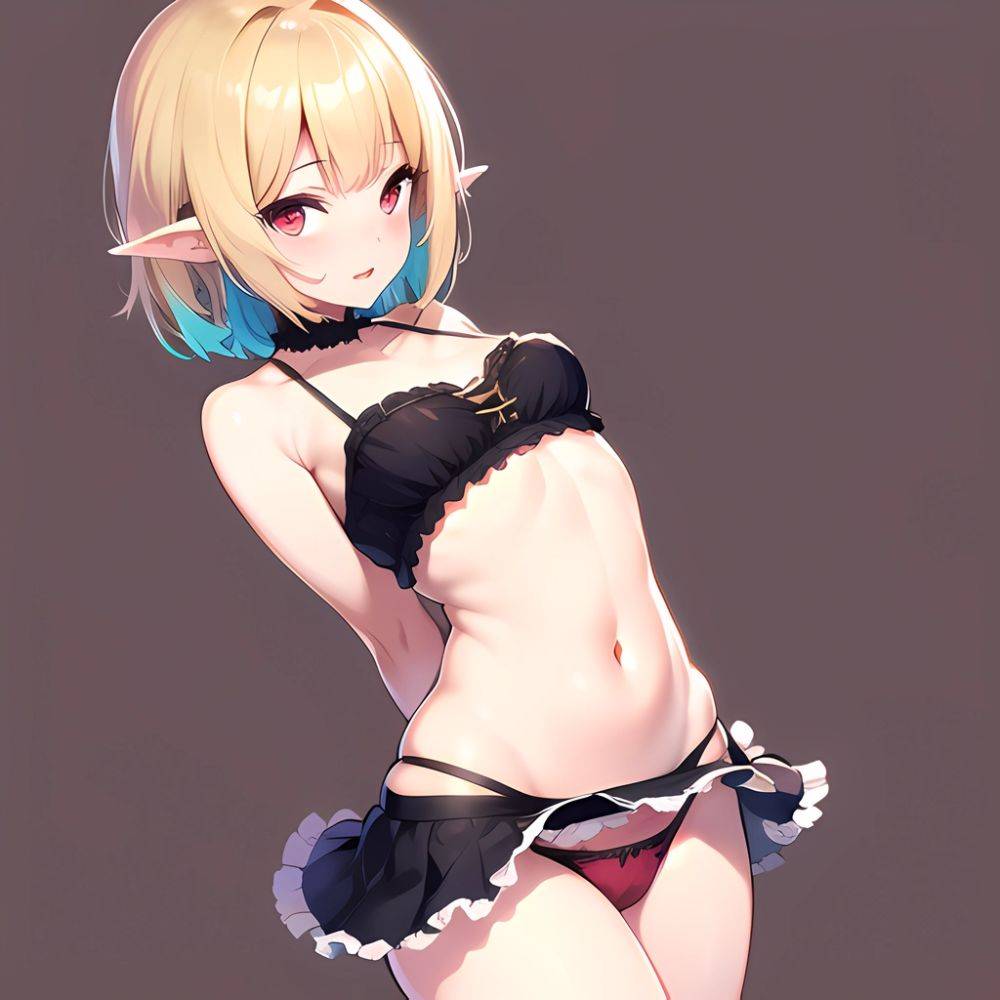 1girl Blonde Hair Frilled Panties Frills Highres Hip Bones Looking At Viewer Makaino Ririmu Multicolored Hair Navel Nijisanji No, 1531765974 - AI Hentai - #main