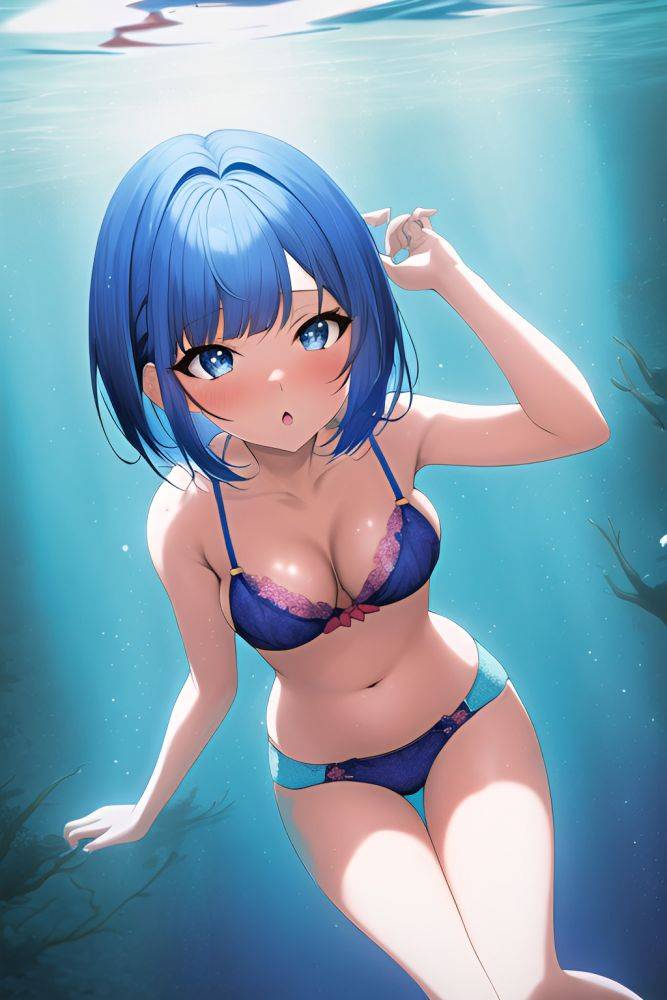 Anime Busty Small Tits 80s Age Orgasm Face Blue Hair Bobcut Hair Style Dark Skin Film Photo Underwater Side View On Back Bra 3662939236316400891 - AI Hentai - #main