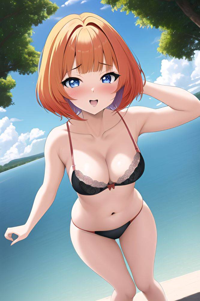 Anime Busty Small Tits 80s Age Orgasm Face Ginger Bobcut Hair Style Light Skin Soft Anime Lake Close Up View T Pose Bra 3662919911461824747 - AI Hentai - #main