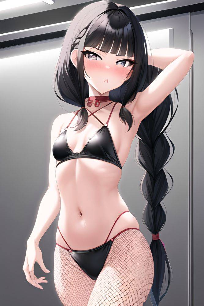 Anime Skinny Small Tits 40s Age Pouting Lips Face Black Hair Braided Hair Style Light Skin Black And White Train Front View Gaming Fishnet 3663395363933827408 - AI Hentai - #main