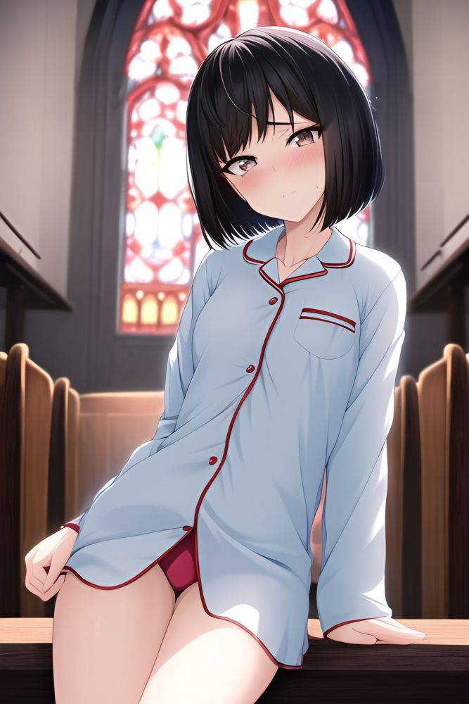 Anime Skinny Small Tits 50s Age Sad Face Black Hair Bobcut Hair Style Light Skin Dark Fantasy Church Front View Cumshot Pajamas 3663434018639946184 - AI Hentai - #main