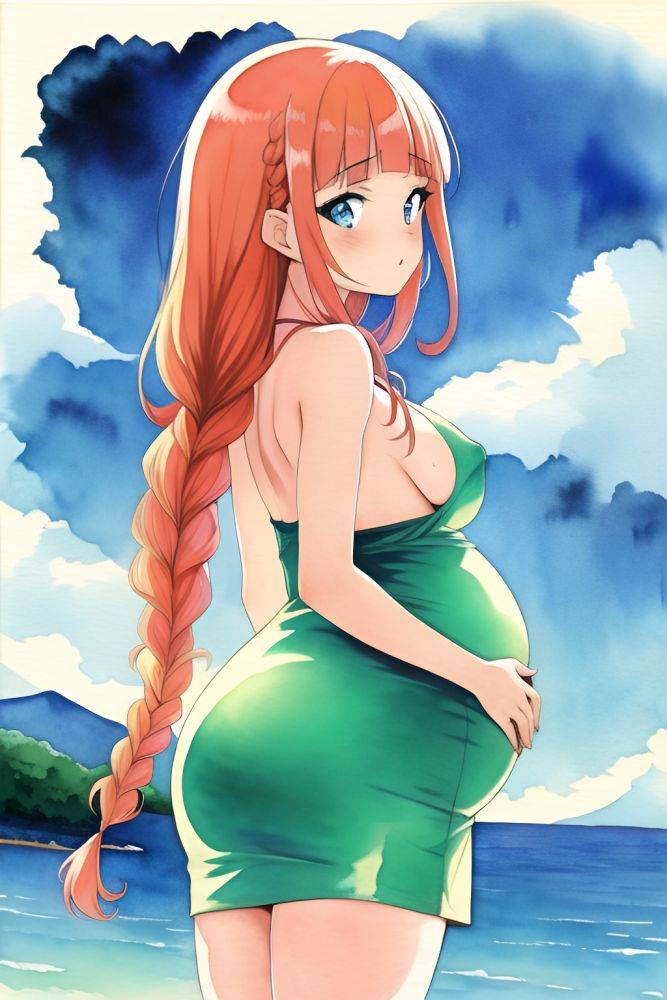 Anime Pregnant Small Tits 70s Age Seductive Face Ginger Braided Hair Style Light Skin Watercolor Onsen Back View Bending Over Latex 3663449478438105340 - AI Hentai - #main