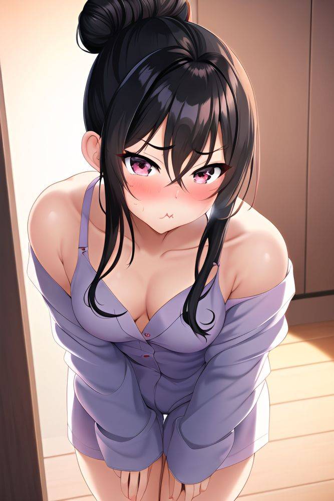 Anime Muscular Small Tits 40s Age Pouting Lips Face Black Hair Hair Bun Hair Style Dark Skin Warm Anime Snow Close Up View Bending Over Pajamas 3663623425534901720 - AI Hentai - #main