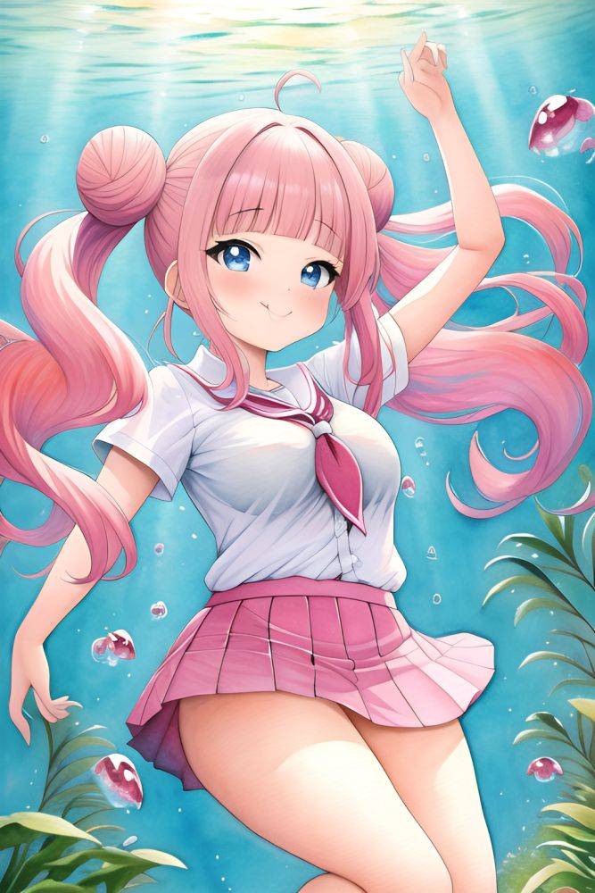 Anime Chubby Small Tits 80s Age Seductive Face Pink Hair Hair Bun Hair Style Light Skin Watercolor Underwater Front View T Pose Schoolgirl 3663646618358611609 - AI Hentai - #main