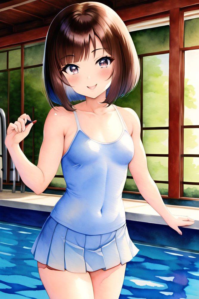 Anime Muscular Small Tits 50s Age Happy Face Brunette Bobcut Hair Style Light Skin Watercolor Pool Back View On Back Schoolgirl 3663766450079845882 - AI Hentai - #main
