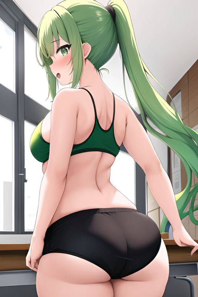 Anime Chubby Small Tits 18 Age Ahegao Face Green Hair Ponytail Hair Style Light Skin Black And White Gym Back View Working Out Teacher 3663948126802928589 - AI Hentai - #main