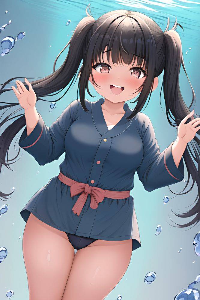 Anime Chubby Small Tits 30s Age Laughing Face Black Hair Pigtails Hair Style Dark Skin Vintage Underwater Close Up View T Pose Bathrobe 3663963589225905443 - AI Hentai - #main