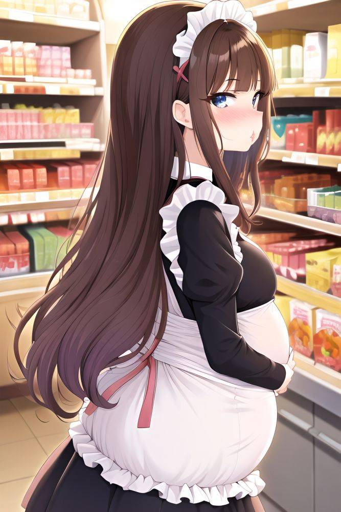 Anime Pregnant Small Tits 70s Age Pouting Lips Face Brunette Straight Hair Style Light Skin Illustration Grocery Back View On Back Maid 3664110475488592682 - AI Hentai - #main