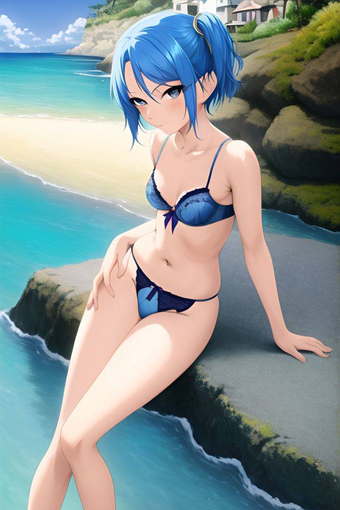 Anime Skinny Small Tits 50s Age Seductive Face Blue Hair Pixie Hair Style Light Skin Painting Beach Side View T Pose Lingerie 3664249634578457494 - AI Hentai - #main