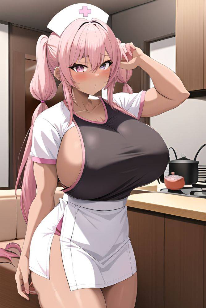 Anime Muscular Huge Boobs 80s Age Shocked Face Pink Hair Pigtails Hair Style Dark Skin Mirror Selfie Couch Front View Cooking Nurse 3664257365519704126 - AI Hentai - #main