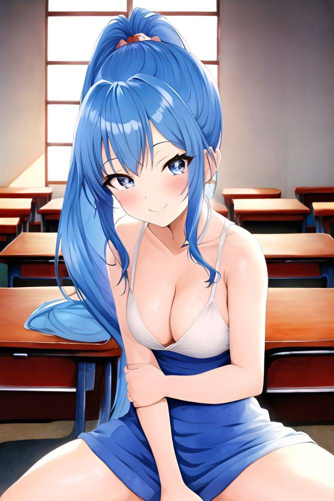 Anime Busty Small Tits 70s Age Happy Face Blue Hair Ponytail Hair Style Light Skin Watercolor Church Side View Spreading Legs Teacher 3664303750623825960 - AI Hentai - #main