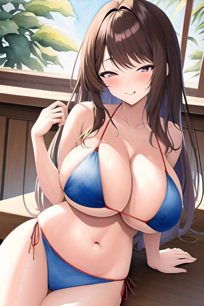 Anime Skinny Huge Boobs 18 Age Seductive Face Brunette Bangs Hair Style Light Skin Watercolor Bar Side View Sleeping Bikini 3664323076201133258 - AI Hentai - #main