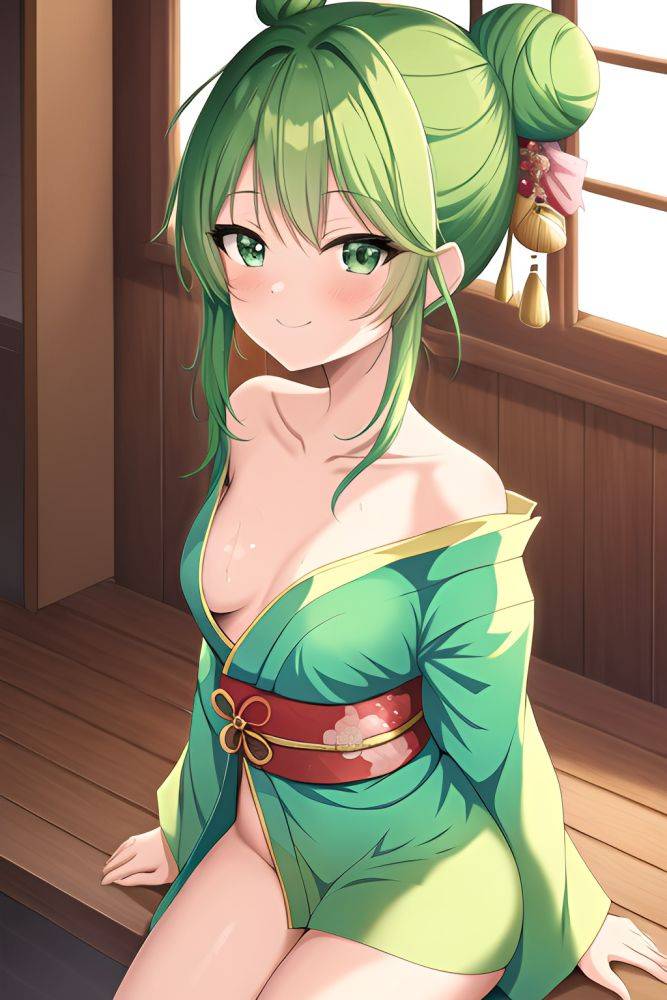 Anime Skinny Small Tits 20s Age Happy Face Green Hair Hair Bun Hair Style Light Skin Soft Anime Shower Close Up View Gaming Kimono 3664427445683615233 - AI Hentai - #main