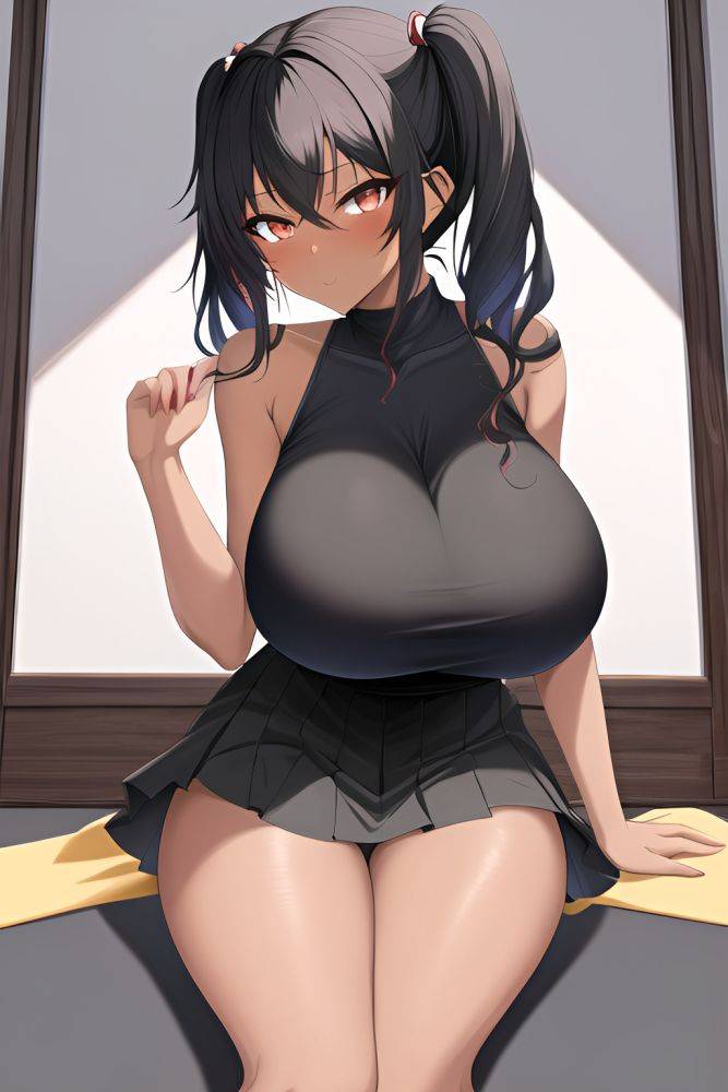 Anime Skinny Huge Boobs 18 Age Seductive Face Black Hair Pigtails Hair Style Dark Skin Painting Strip Club Front View Yoga Mini Skirt 3664469964256283463 - AI Hentai - #main