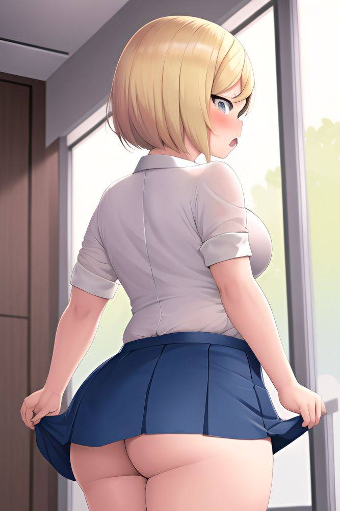 Anime Chubby Small Tits 20s Age Angry Face Blonde Bobcut Hair Style Light Skin Crisp Anime Office Back View Jumping Mini Skirt 3664624582909561571 - AI Hentai - #main