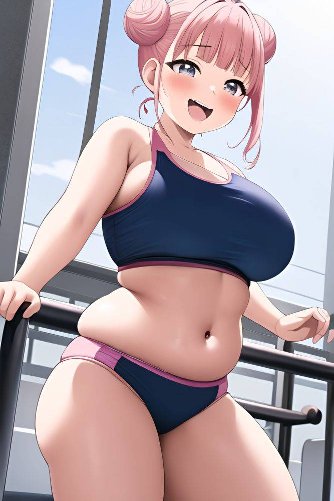 Anime Chubby Small Tits 50s Age Laughing Face Pink Hair Hair Bun Hair Style Light Skin Illustration Gym Front View Working Out Bikini 3664674835803366173 - AI Hentai - #main