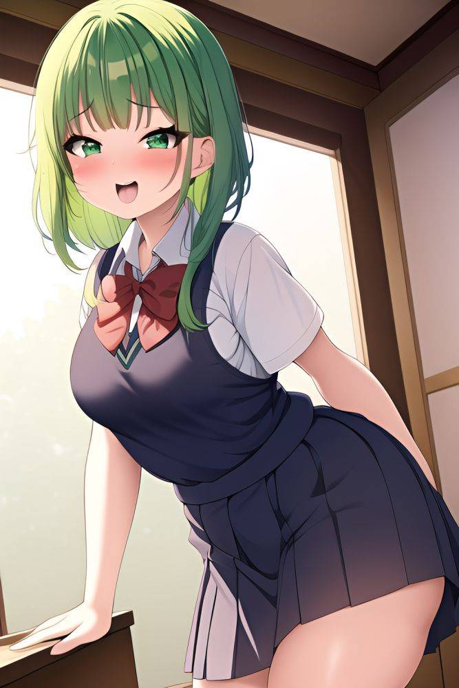 Anime Chubby Small Tits 40s Age Ahegao Face Green Hair Pixie Hair Style Light Skin Soft + Warm Party Front View Bending Over Schoolgirl 3664868109334563468 - AI Hentai - #main