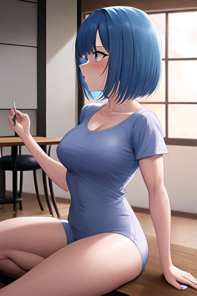 Anime Muscular Small Tits 80s Age Shocked Face Blue Hair Bobcut Hair Style Light Skin Charcoal Cafe Side View Yoga Nurse 3664918358848347279 - AI Hentai - #main