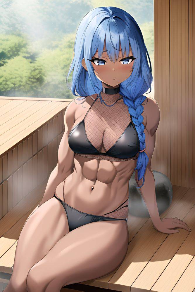 Anime Muscular Small Tits 60s Age Shocked Face Blue Hair Braided Hair Style Dark Skin Charcoal Sauna Front View Sleeping Fishnet 3664953148083936554 - AI Hentai - #main