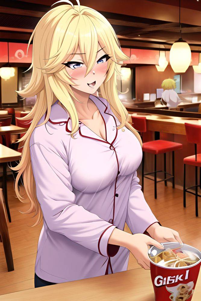 Anime Muscular Small Tits 60s Age Ahegao Face Blonde Messy Hair Style Light Skin Film Photo Restaurant Front View Gaming Pajamas 3664980206361641339 - AI Hentai - #main