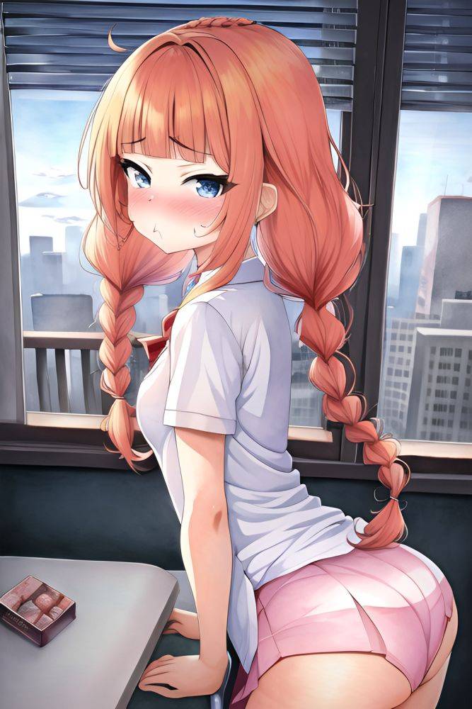 Anime Skinny Small Tits 20s Age Pouting Lips Face Ginger Braided Hair Style Light Skin Watercolor Hospital Back View Bending Over Schoolgirl 3664593661463534670 - AI Hentai - #main