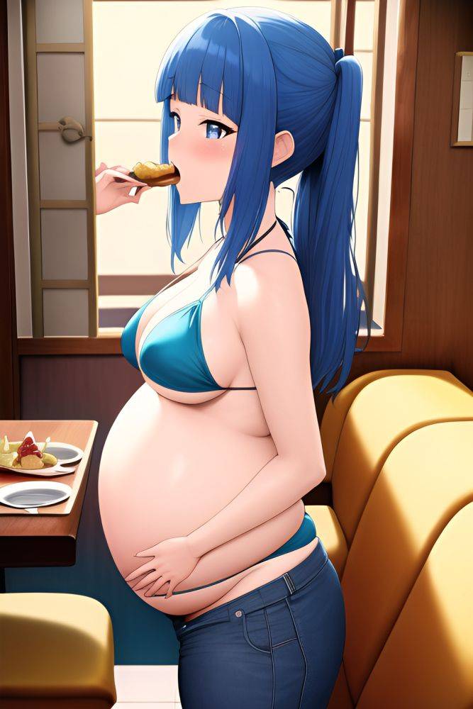 Anime Pregnant Small Tits 30s Age Orgasm Face Blue Hair Straight Hair Style Light Skin Vintage Restaurant Side View Eating Bikini 3665200536974224408 - AI Hentai - #main