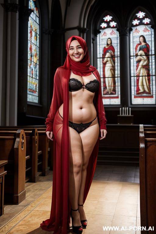 curvy russian red hijab exhibition in church - #main