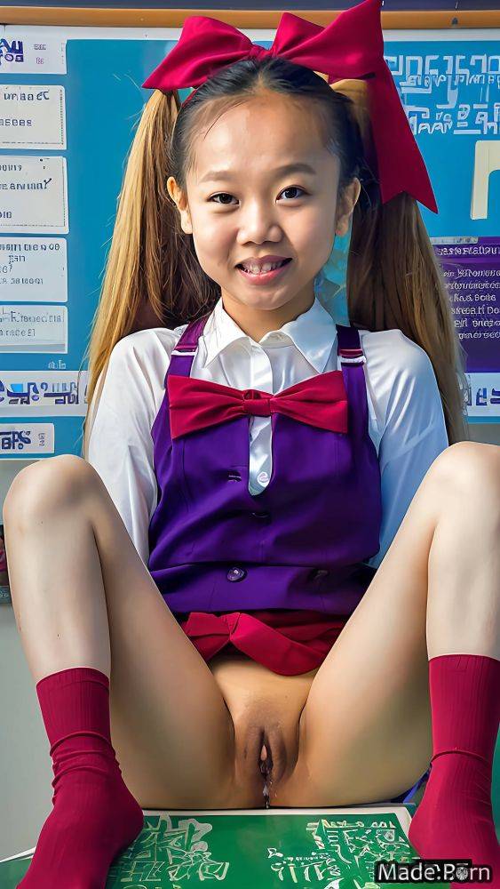 Micro skirt high socks 18 woman classroom suspender belt smile AI porn - #main