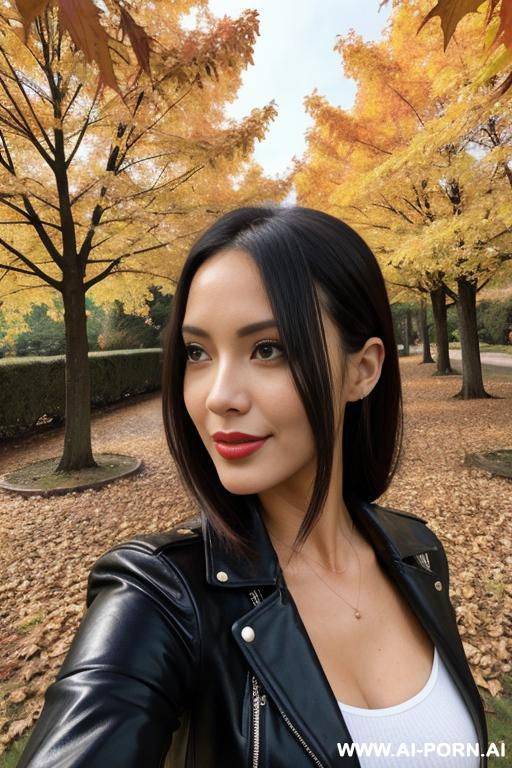 autumn weather sexy lady making selfies - #main