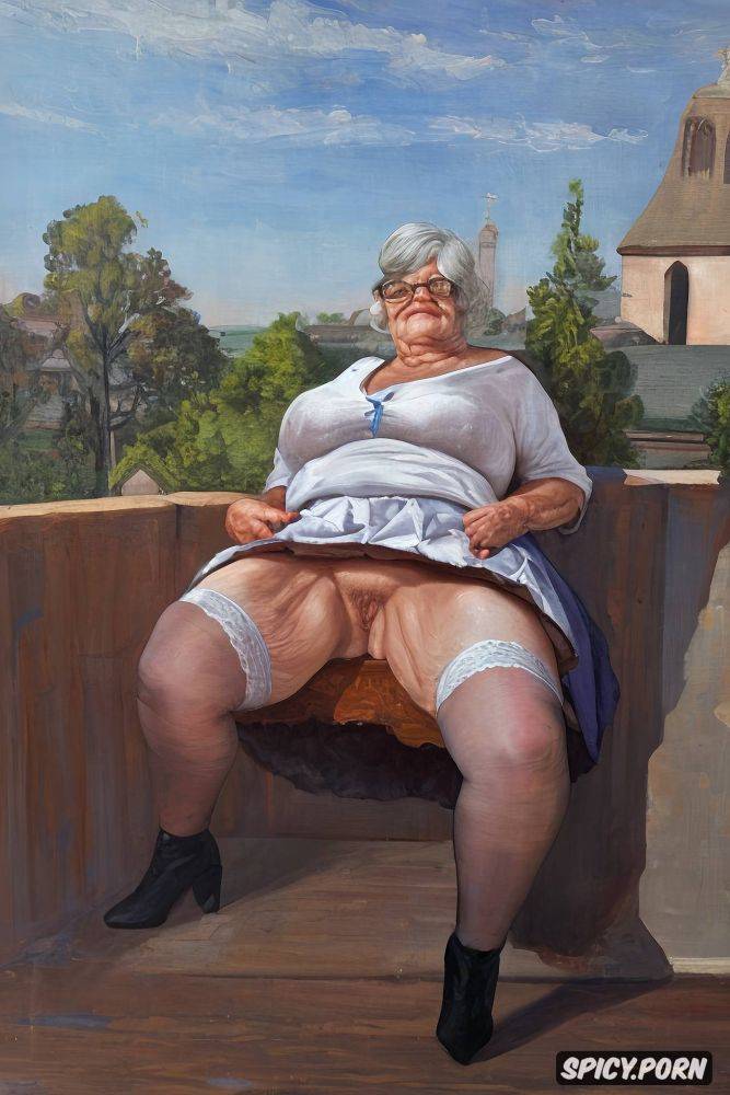 an old fat grandmother in the church lifted up her skirt, you can see a chubby pussy - #main