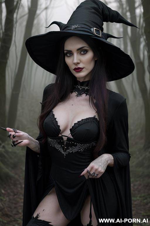 extra slender tall horny witch, green eyes - #main