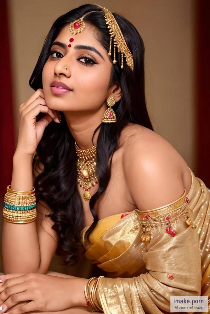 indian girl Anushka Sen with cat earsand gold crown and jewels... - #main