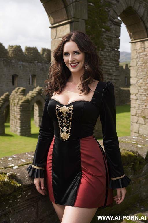 eye contact welsh castle ruins traditional welsh costume - #main