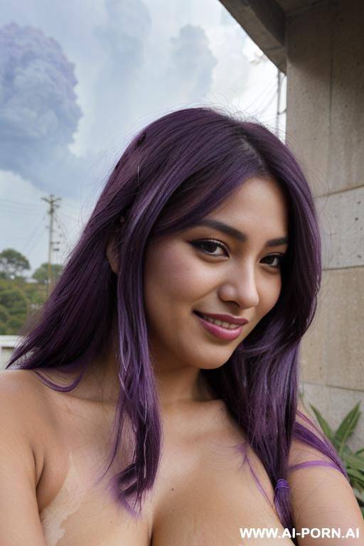 elaborate flowing purple hair, glamor, outdoor, - #main