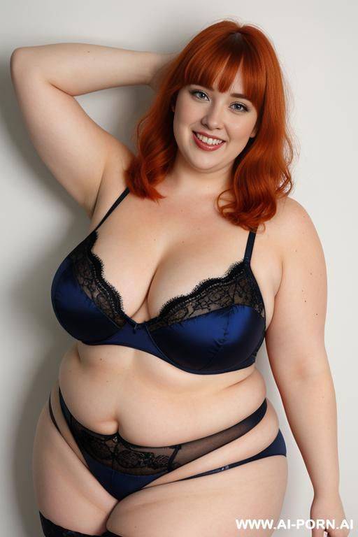 full body photo shot, chubby, 1a breasts, lovehandless and tummy fat bbw, huge breasts, huge areolas, armpits hair, hot blue lace stockings wet, she is dancing. - #main