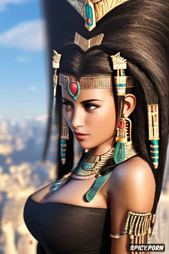 tits out, ultra detailed, masterpiece, ultra realistic, aerith gainsborough final fantasy vii remake female pharaoh ancient egypt pharoah crown beautiful face topless - #main