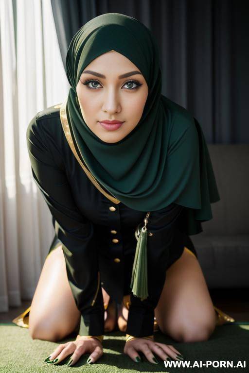 (((mu, half hijab, black hair, green eyes, 1 old years))), ((sexy uniform military)) - #main