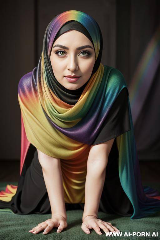 (((mu, rainbow hijab, black hair, green eyes, 1 old years))), ((uniform military)) - #main