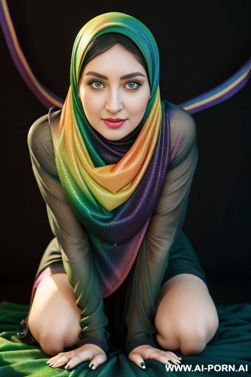 (((mu, rainbow hijab, black hair, green eyes, 1 old years))), ((streamer clother)) - #main