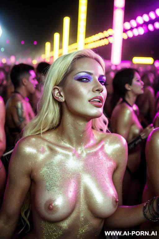 naked hot rave womans, detailed aroused faces, rave, crowd, of, people, glitter, crowd of people - #main