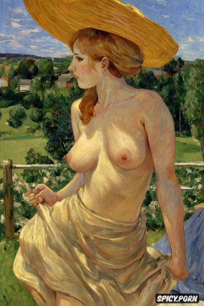 golden hair sunny white sundress big free boobs, paul cézanne - #main