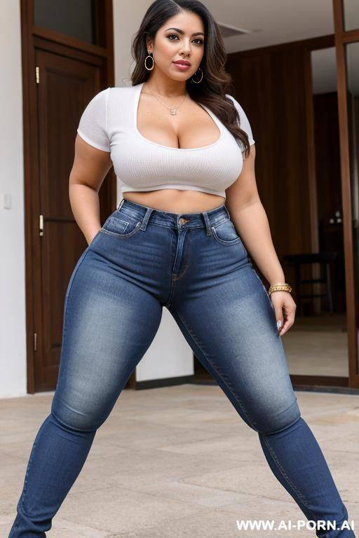 latina wearing jeans with big cameltoe - #main