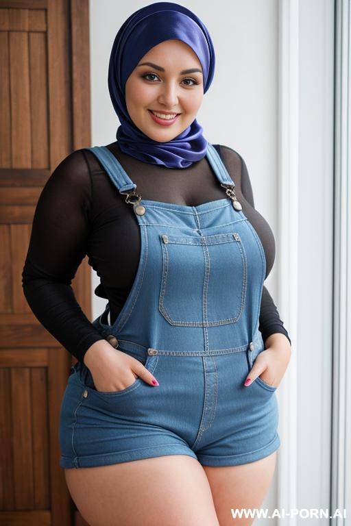 smiling curvy russian brunette chubby wife wearing hijab fully naked silky - #main