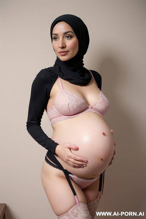 wearing a pink hijab, open legs - #main