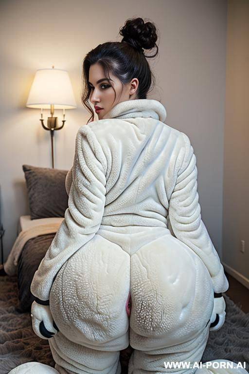 massive fluffy sheep fursuit, ((spread gape huge asshole)), big hollow anal plug, laying down spreading ass, very old saggy tits, ((rippled fluffy fuzzy suit fursuit)) - #main